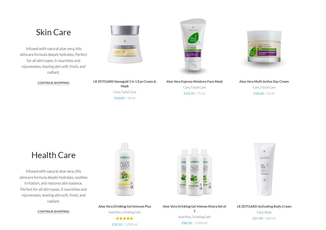 Aloe Naturals interface 2