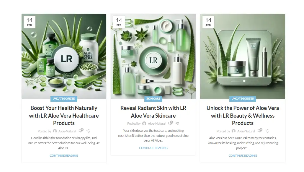 Aloe Naturals interface 4