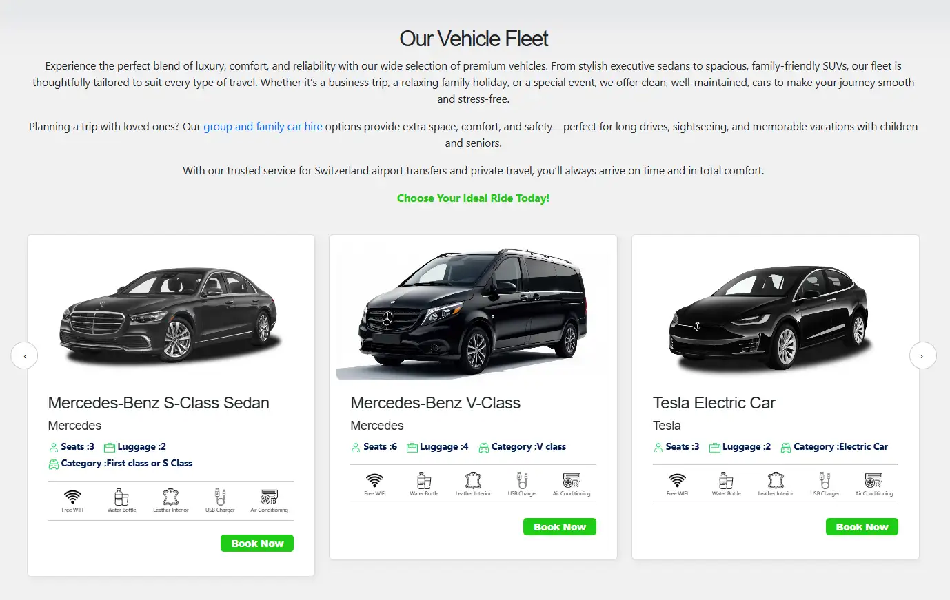 Comfort Transfers interface 3