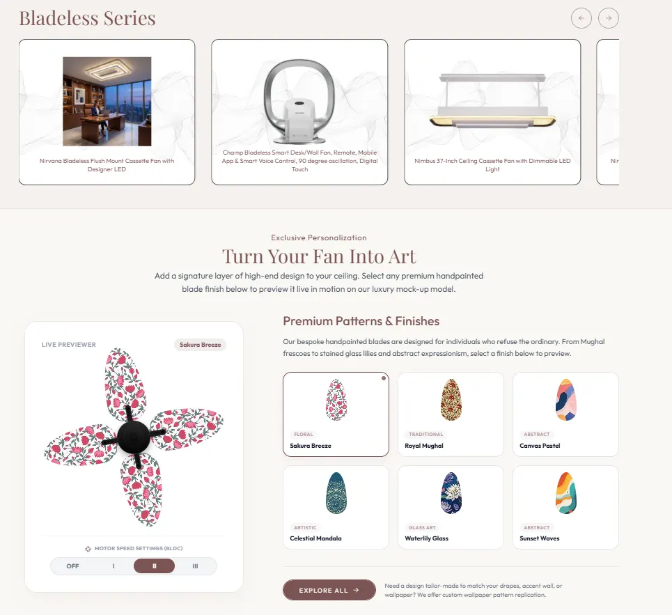 Oltao Luxury Fans interface 2