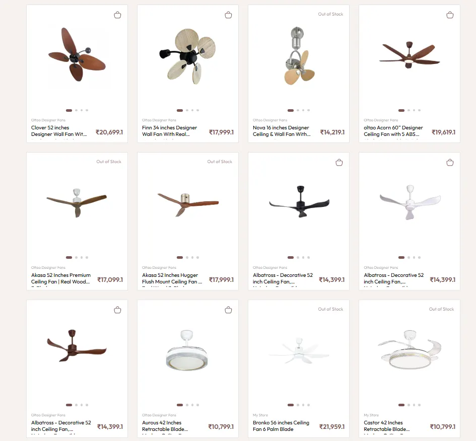 Oltao Luxury Fans interface 4