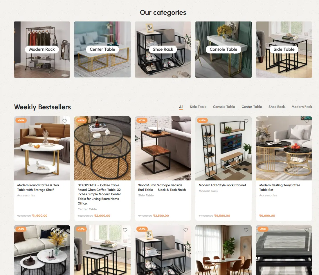 Virazo Furniture interface 4